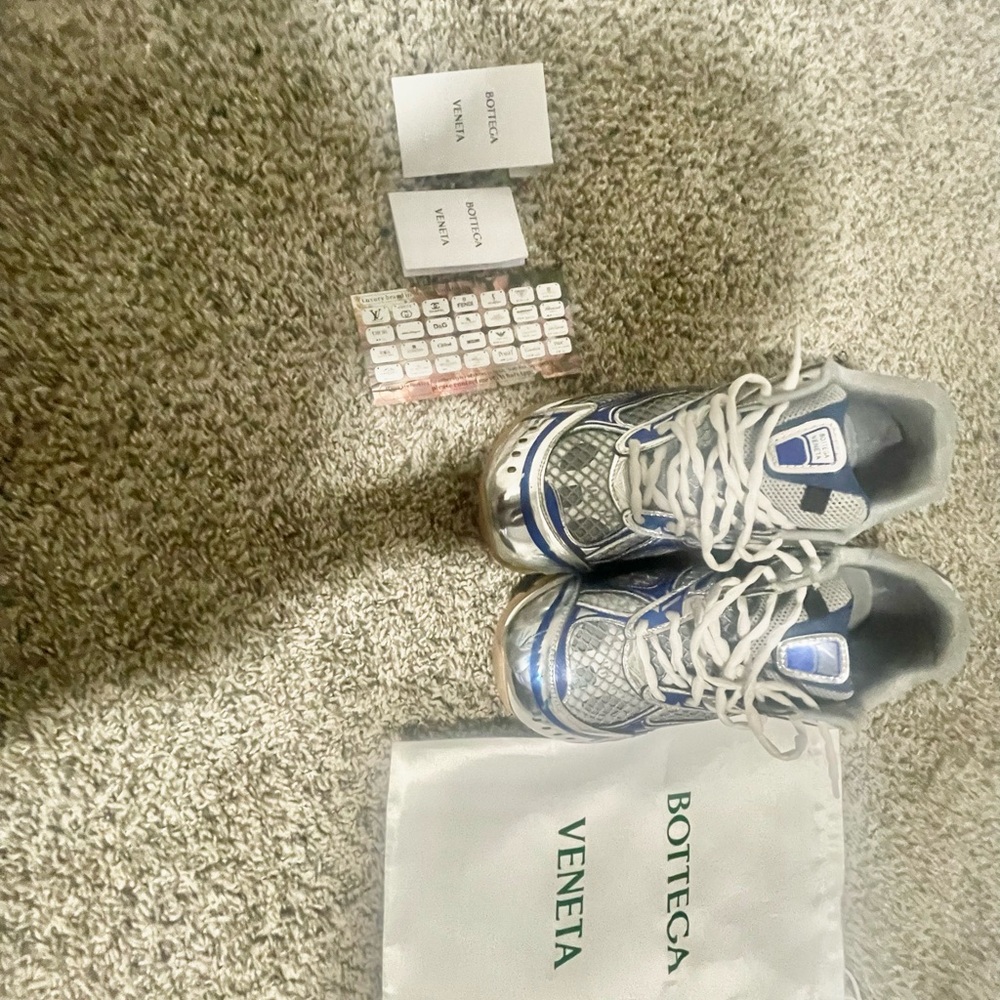Bottega Veneta Silver and Blue Men's Sneakers